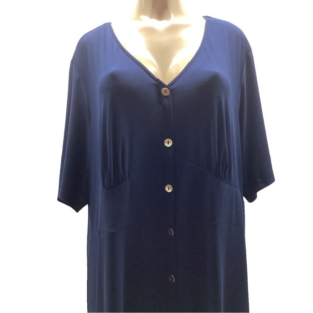 Sam and Jess Size 3X Navy Short Sleeve Midi Fit Button Dress. New With Tags - Picture 2 of 7